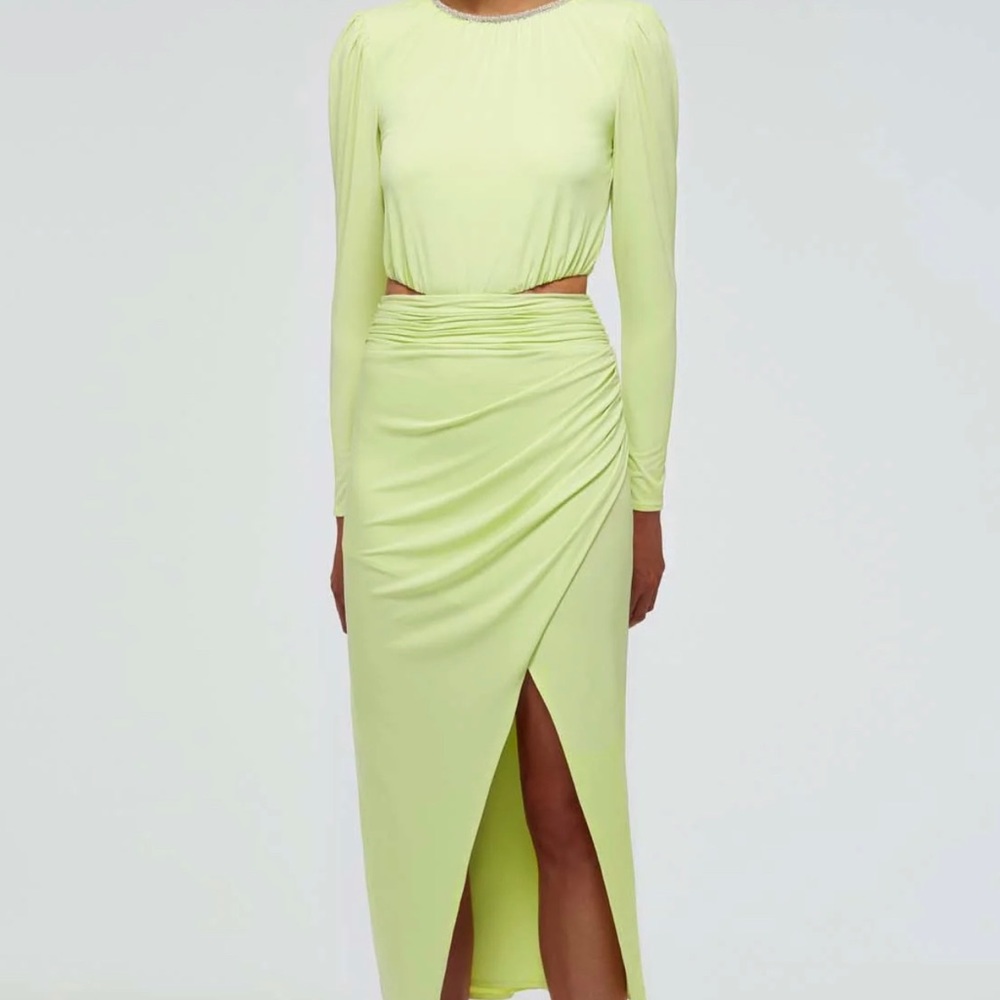 Green Self Portrait Cut Out Midi Dress